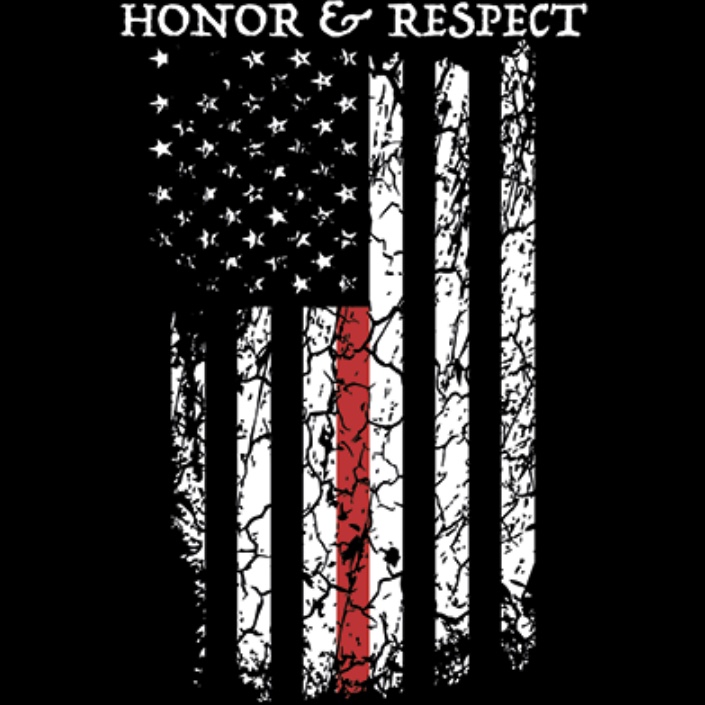 Distressed Red Line Flag Honor & Respect