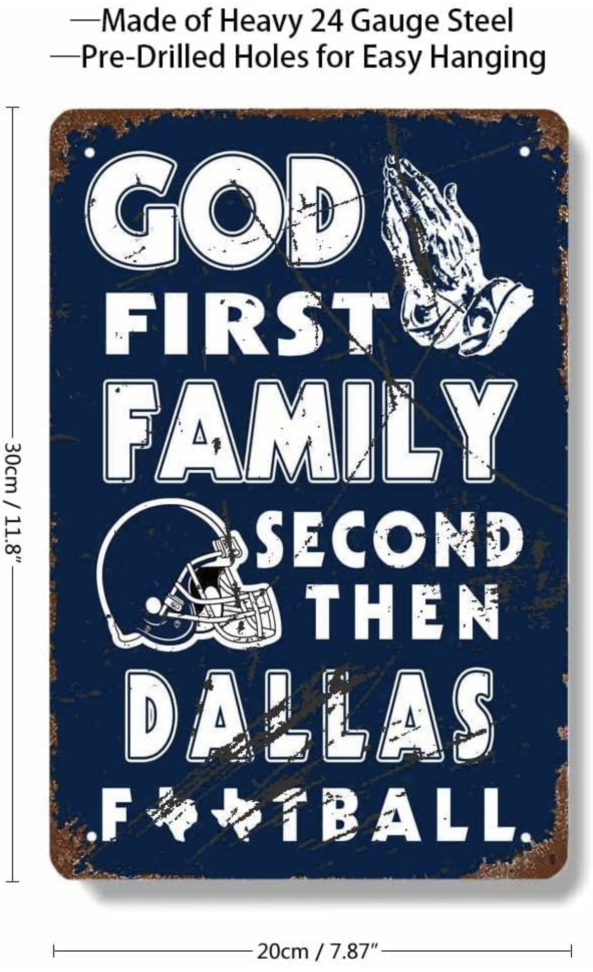 God Family Football metal sign