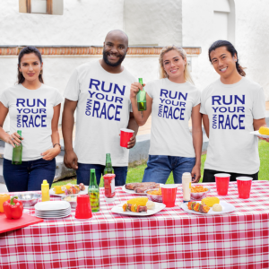 RUN YOUR OWN RACE white shirt