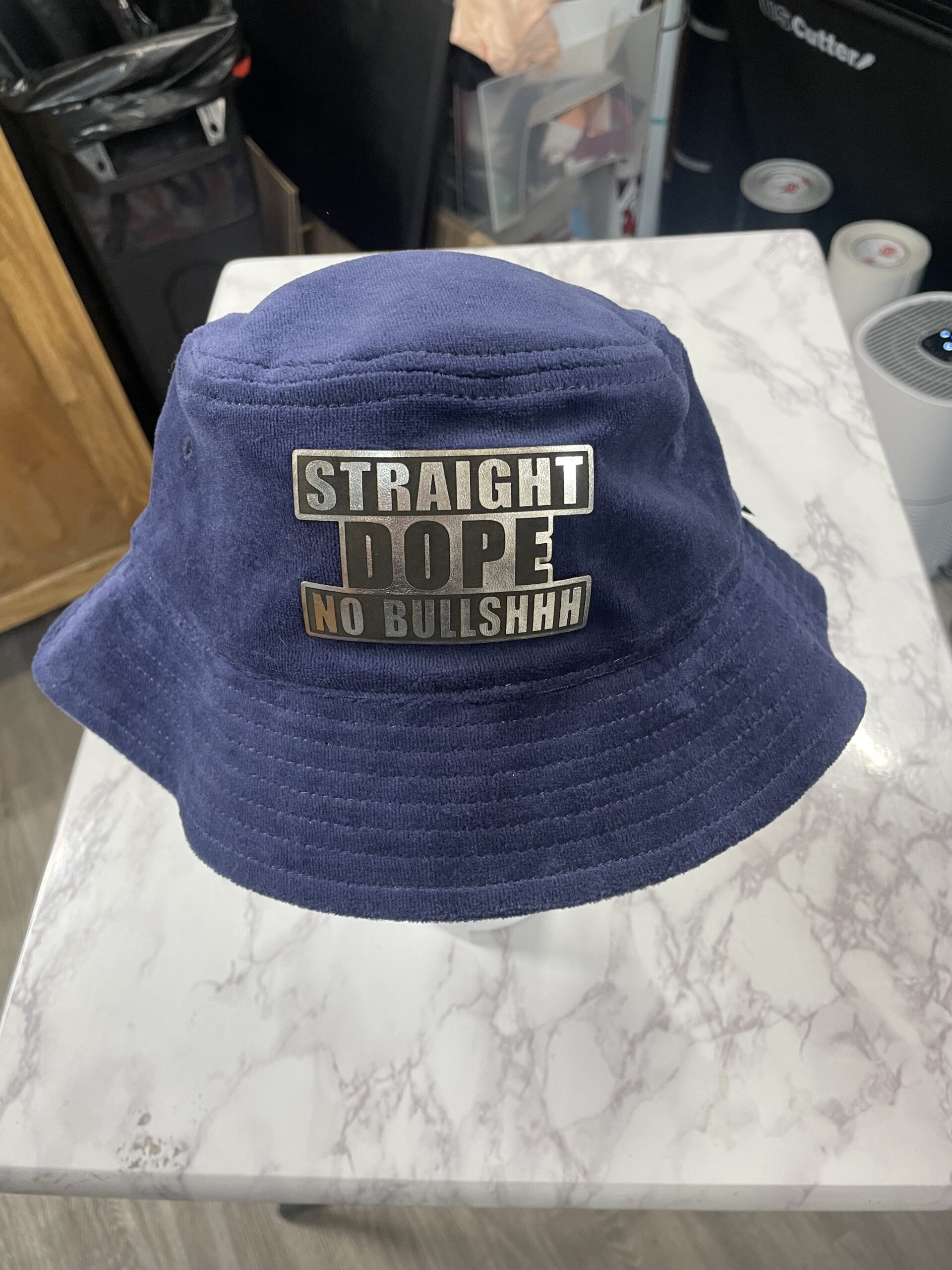 STRAIGHT DOPE NO BULLSHHH HAT WITH FAUX LEATHER PATCH