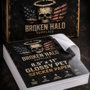Premium Glossy PET sticker paper 8.5" x 11"  Production Pack of 200