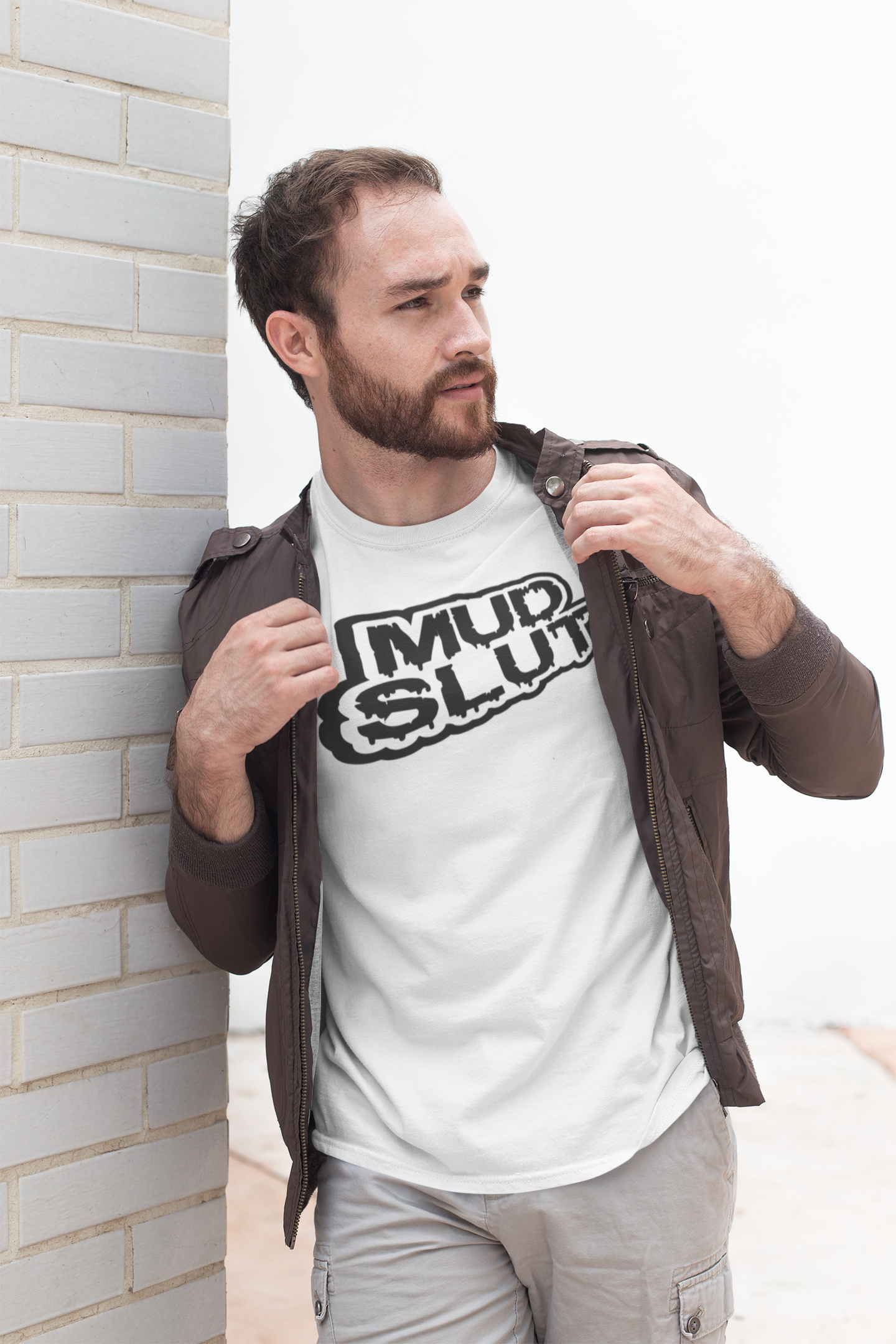 MUDSLUT in white black lettering