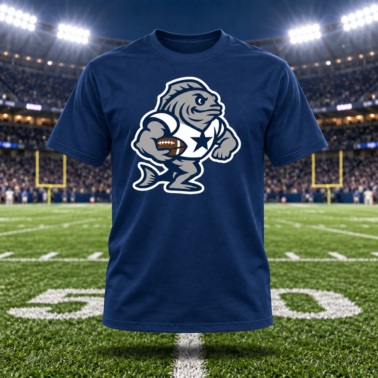 The Fish Muscled Up navy shirt
